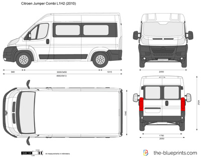 2016 Citroen Jumpy Mk III L1 Van drawings - download vector blueprints -  Outlines