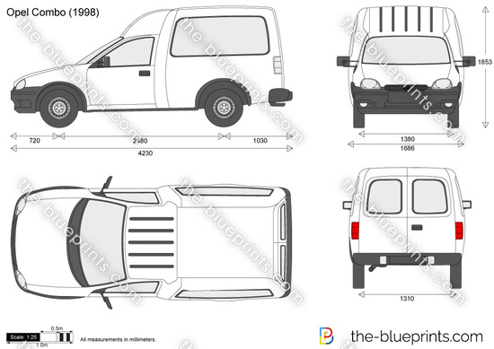 Opel Combo B vector drawing