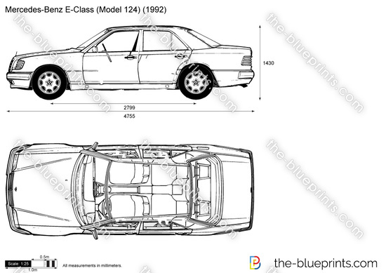 Design drawing ART work Mercedes W124 Kombi 1994 Blueprint