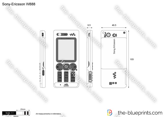 Sony-Ericsson W888 vector drawing