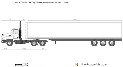Mack Granite 6x4 Day Cab with 48-feet semi-trailer (2011)