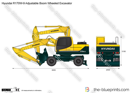 Hyundai R170W-9 Adjustable Boom Wheeled Excavator