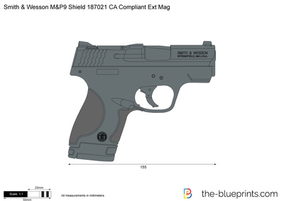 Smith & Wesson M&P9 Shield 187021 CA Compliant Ext Mag