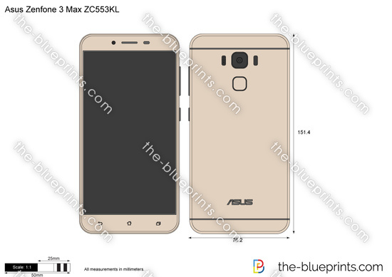 Asus Zenfone 3 Max Zc553kl Vector Drawing