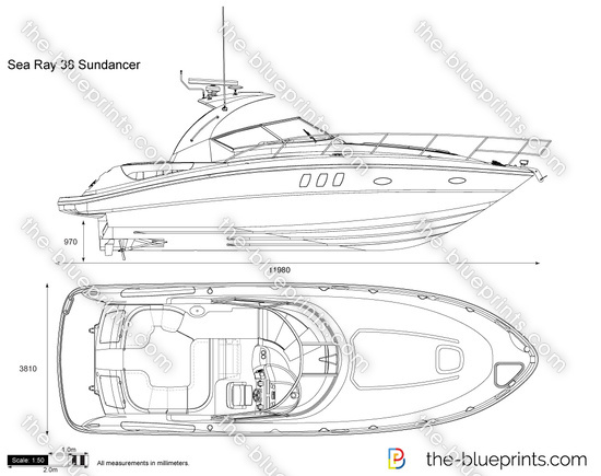 Sea Ray 38 Sundancer Vector Drawing