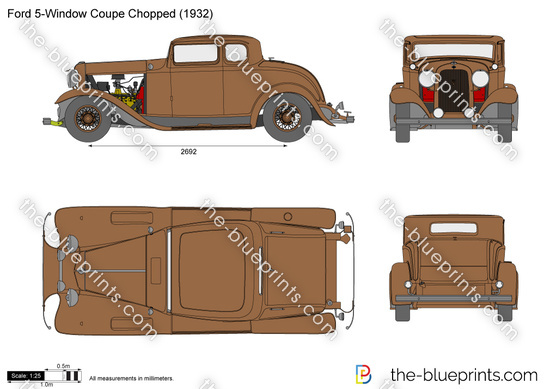 Ford 5-Window Coupe Chopped vector drawing