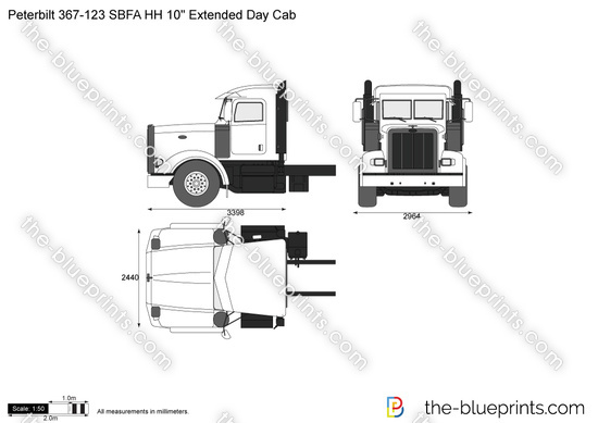 Peterbilt 367-123 SBFA HH 1o inch Extended Day Cab