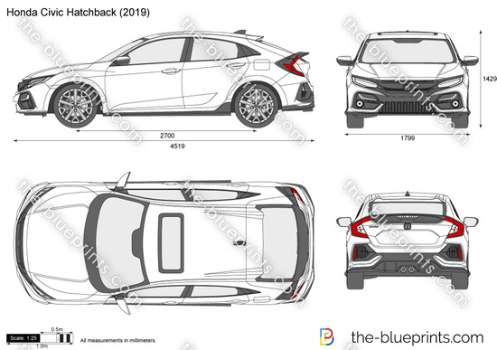 Honda Civic Hatchback Vector Drawing