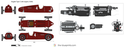Bugatti Type C with engine