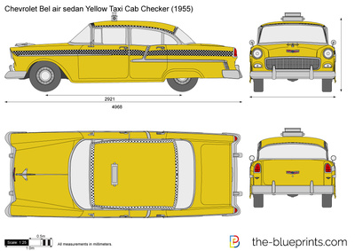Chevrolet Bel air sedan Yellow Taxi Cab Checker (1955)