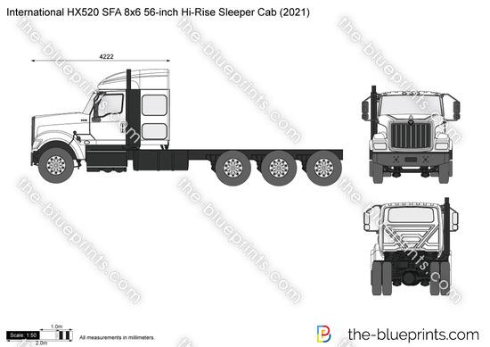 International HX520 SFA 8x6 56-inch Hi-Rise Sleeper Cab