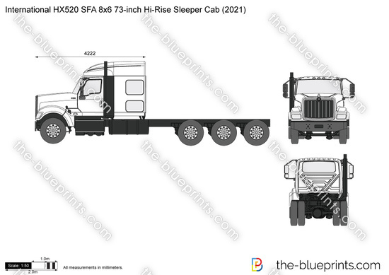 International HX520 SFA 8x6 73-inch Hi-Rise Sleeper Cab