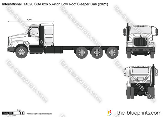 International HX620 SBA 8x6 56-inch Low Roof Sleeper Cab