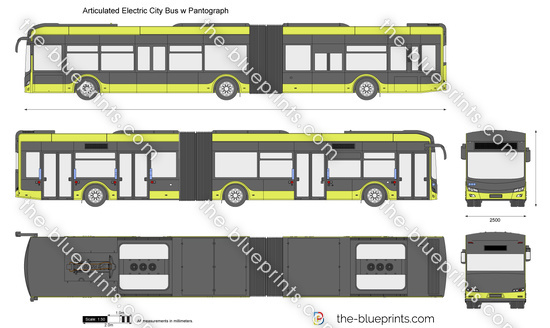 Articulated Electric City Bus w Pantograph