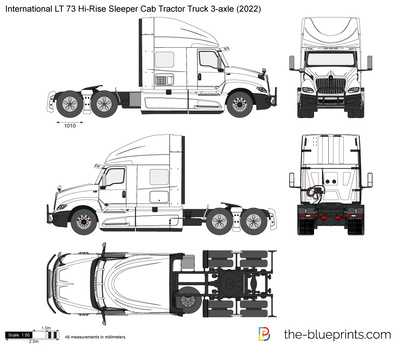 International LT 73 Hi-Rise Sleeper Cab Tractor Truck 3-axle