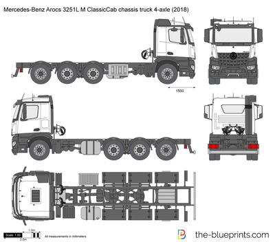 Mercedes-Benz Actros Mk4 MP4 3251L L-CabClassicSpace 230w chassis truck  vector drawing