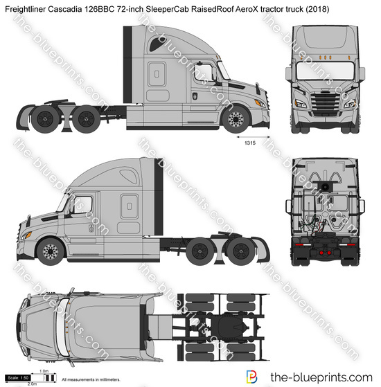 Freightliner Cascadia 126BBC 72-inch SleeperCab RaisedRoof AeroX tractor truck