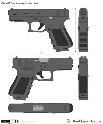 Glock-19 Gen 3 semi-automatic pistol